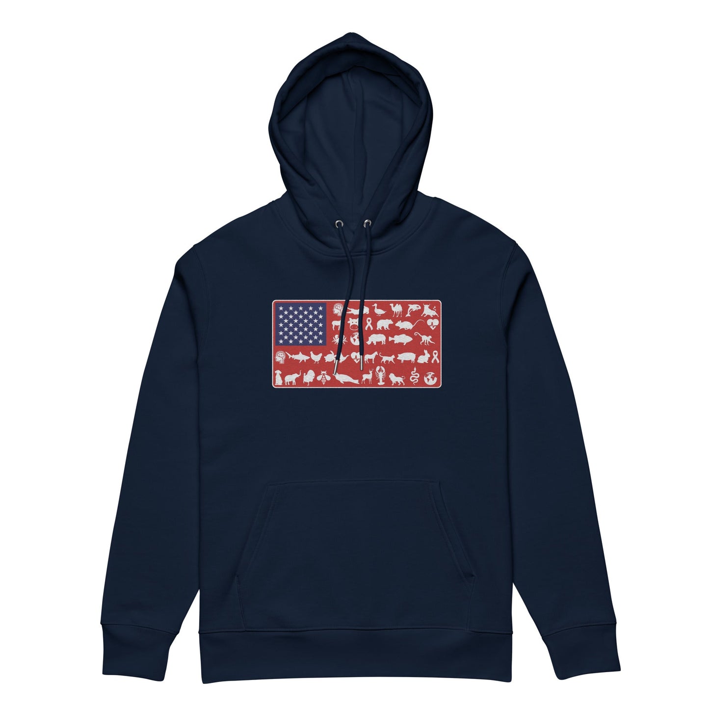 Vegan America Hoodie - For Health For Ethics - Red/White/Blue