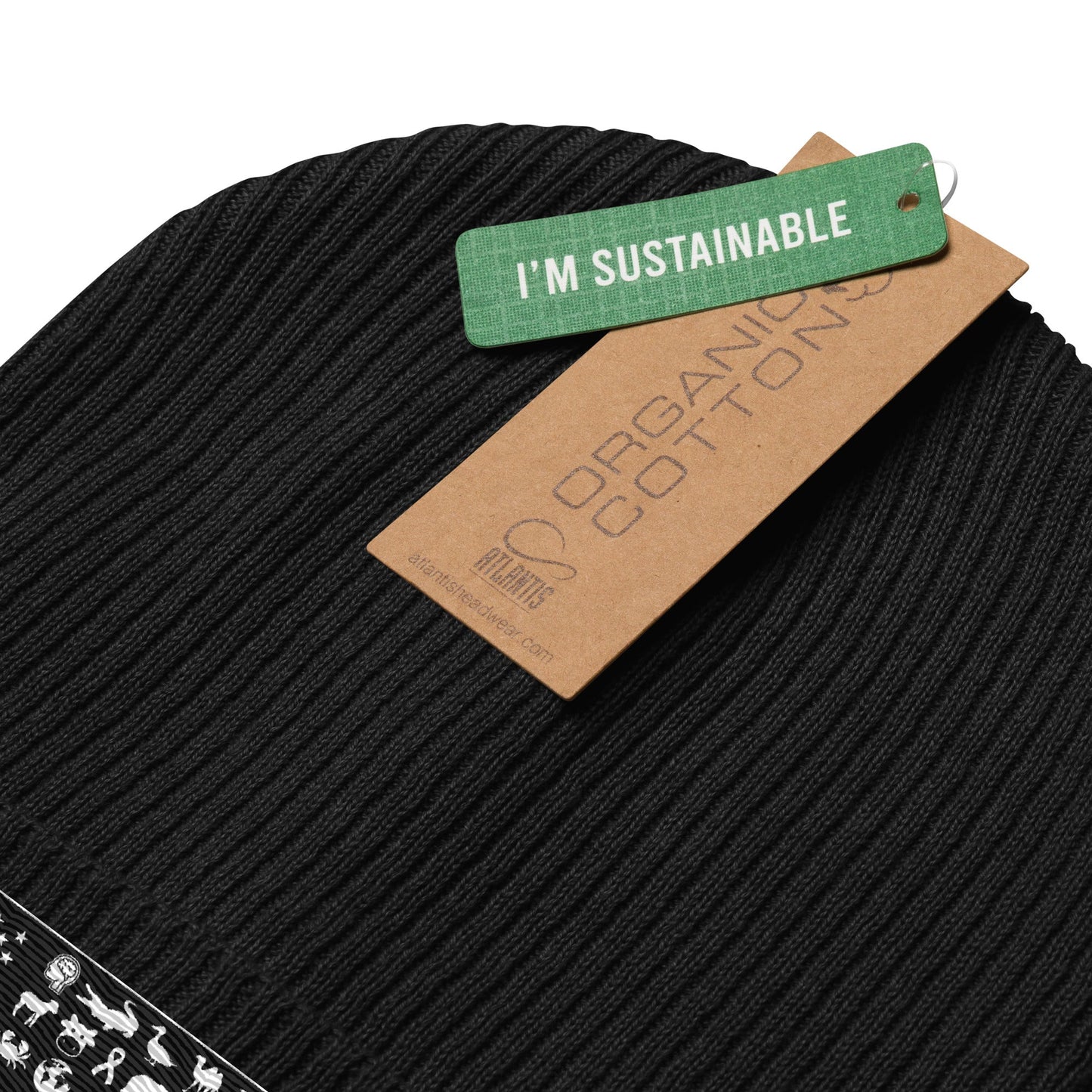 Vegan America Organic Beanie - For Health For Ethics - Light Grey/Black