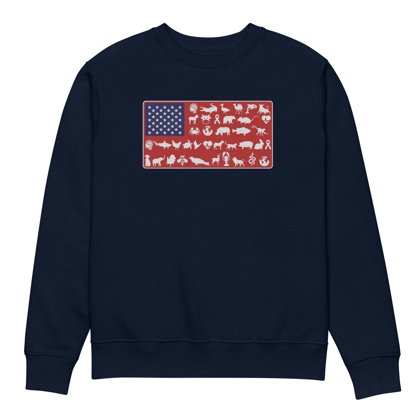 Vegan America Sweatshirt - For Health For Ethics - Red/White/Blue