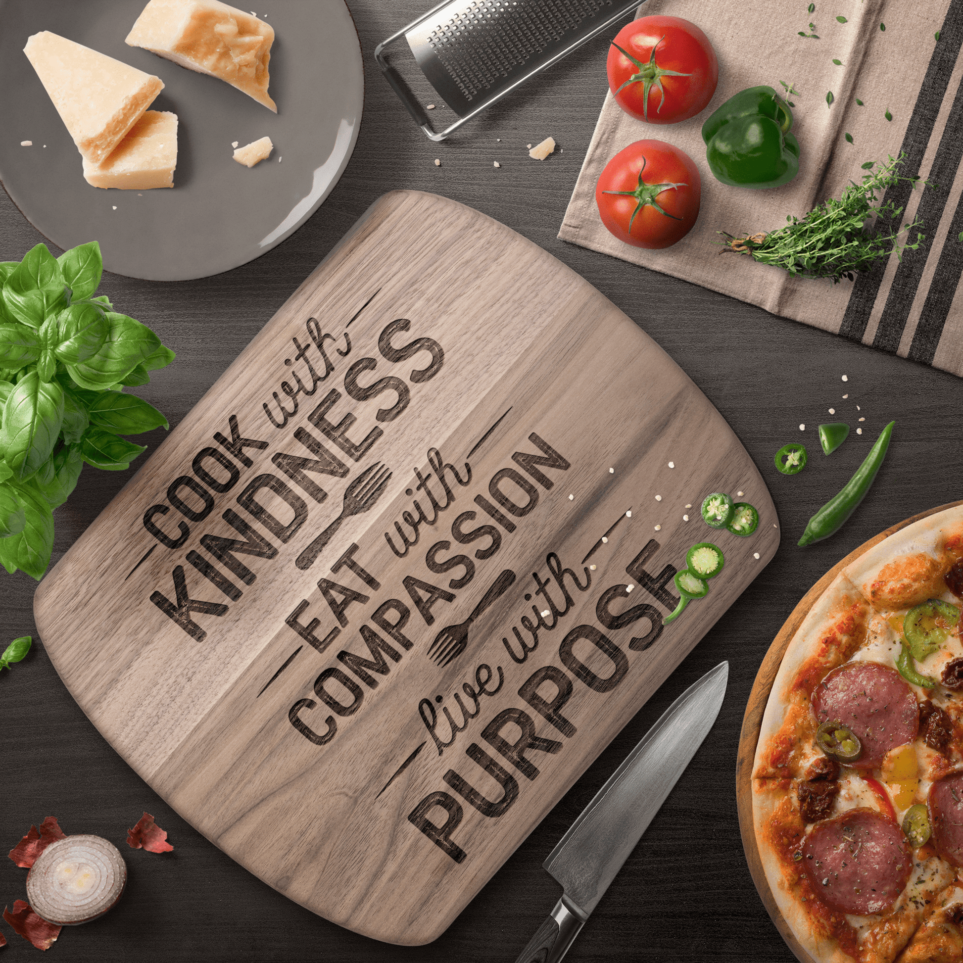 Vegan Kitchen Manifesto Cutting Board - For Health For Ethics - Small