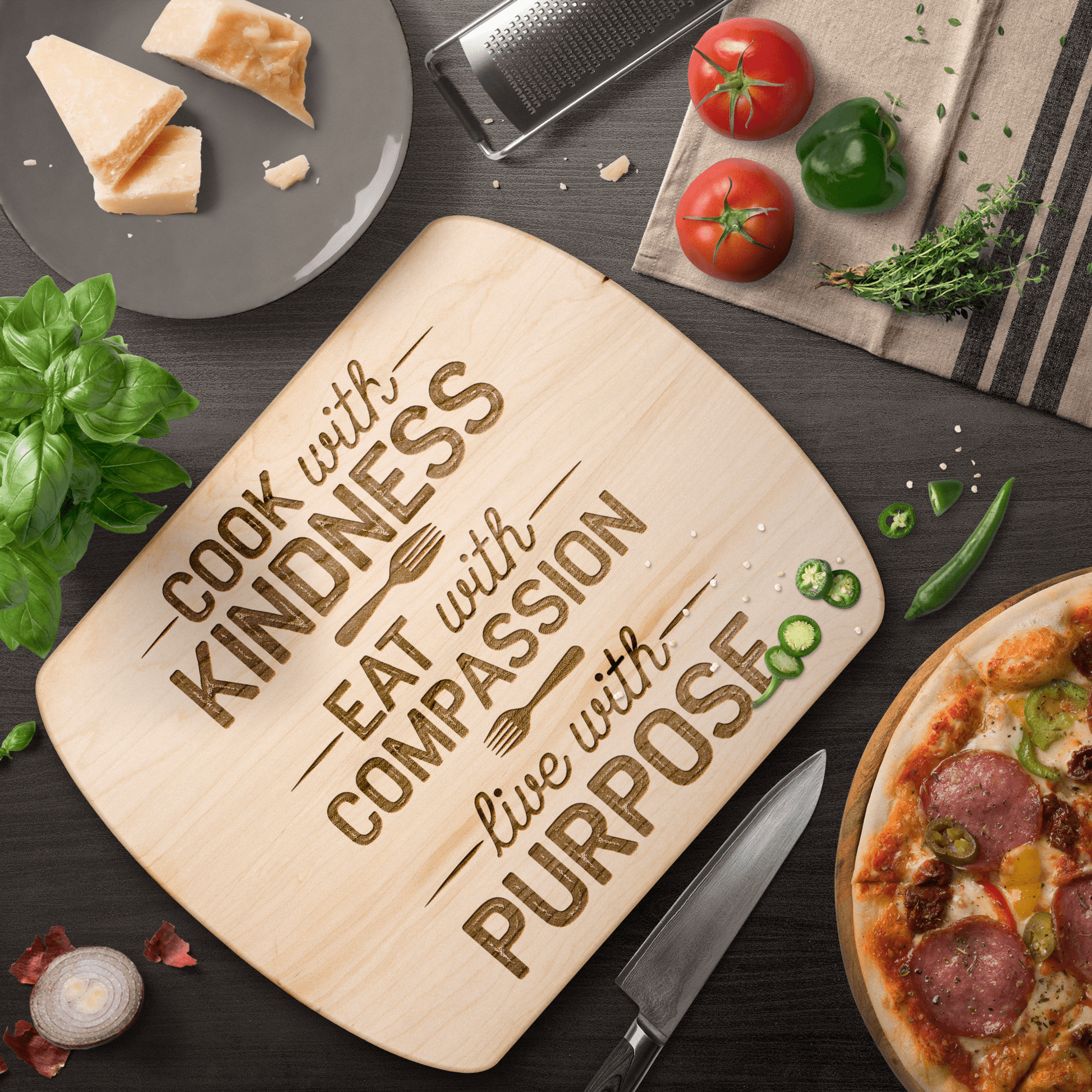 Vegan Kitchen Manifesto Cutting Board - For Health For Ethics - Small