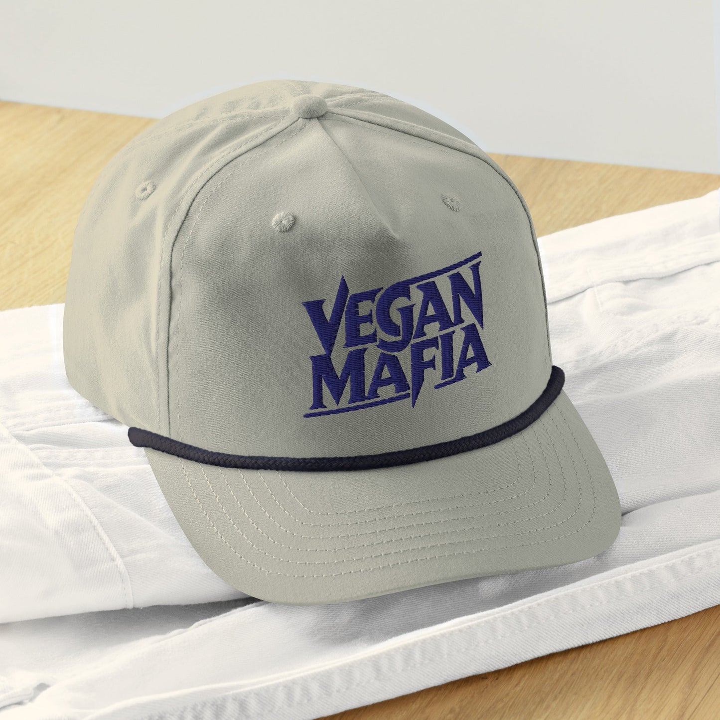 Vegan Mafia Hat - For Health For Ethics - Lt Gray/Navy