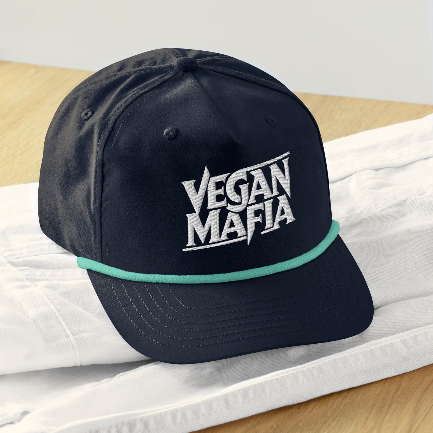 Vegan Mafia Hat - For Health For Ethics - Navy/Mint