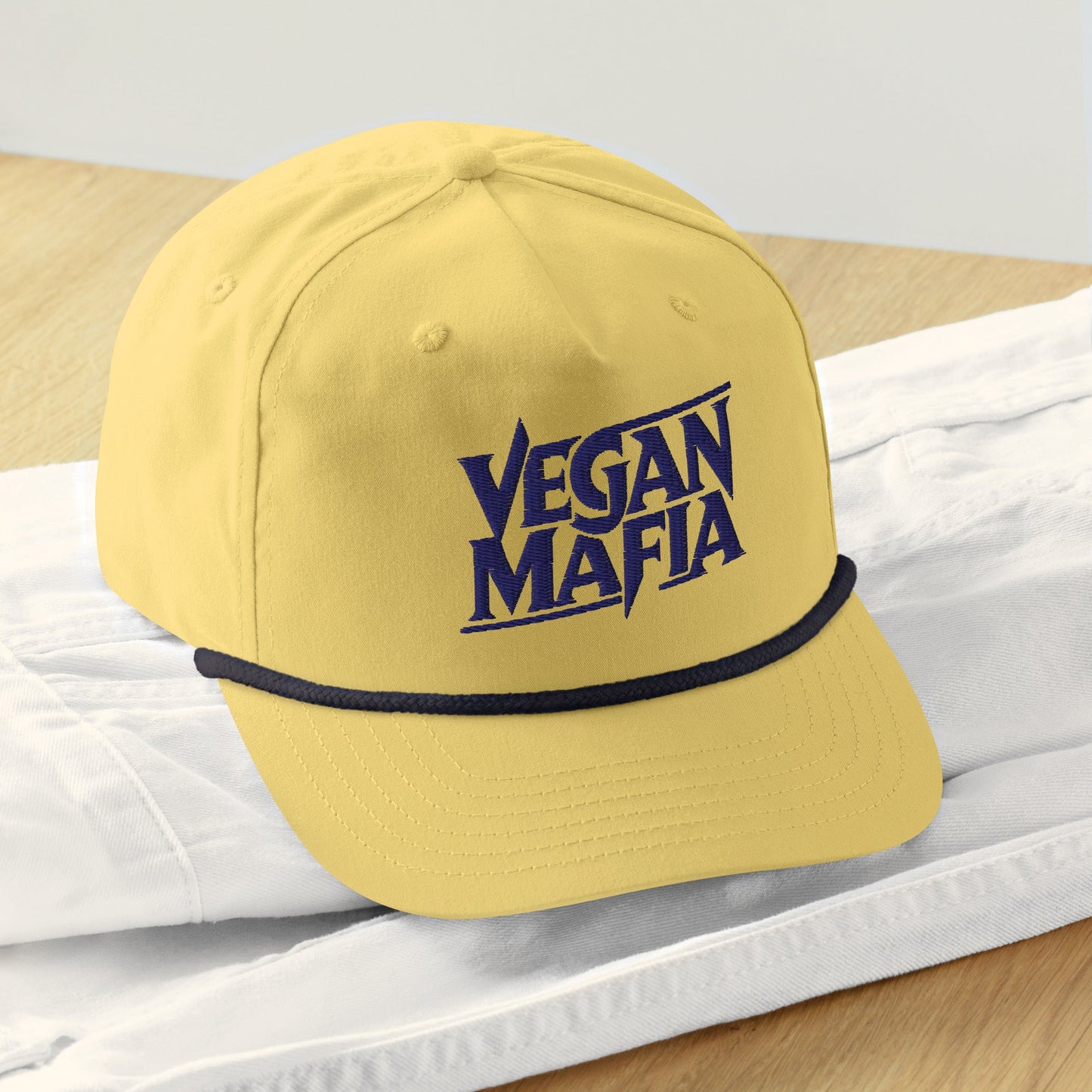 Vegan Mafia Hat - For Health For Ethics - Yellow/Navy