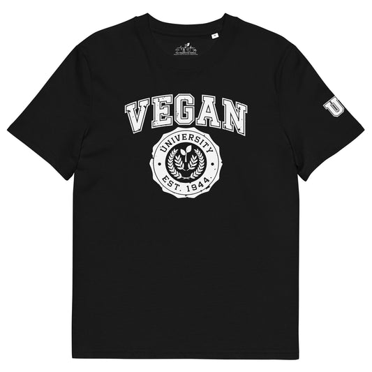 Vegan University T-shirt - For Health For Ethics - Black/White