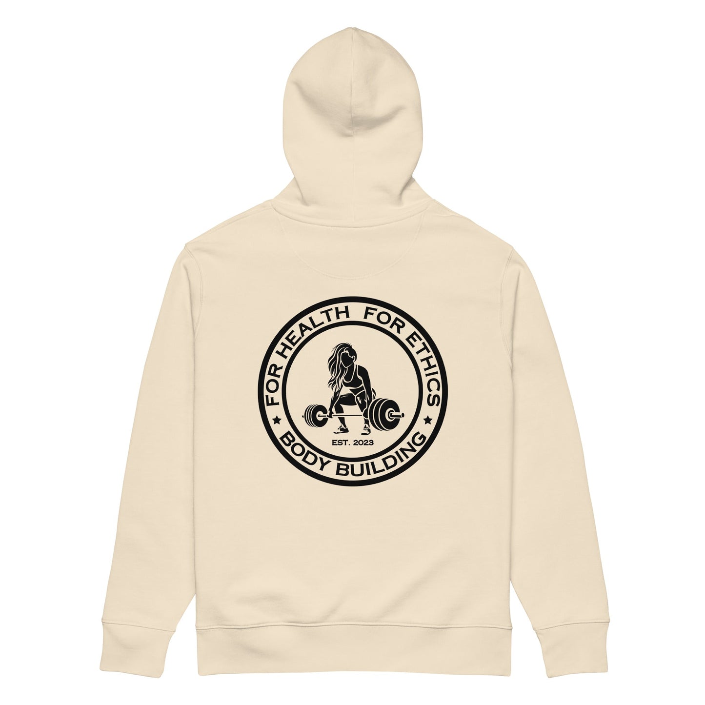 Vegan Women’s Bodybuilding Organic Hoodie - For Health For Ethics - Desert Dust