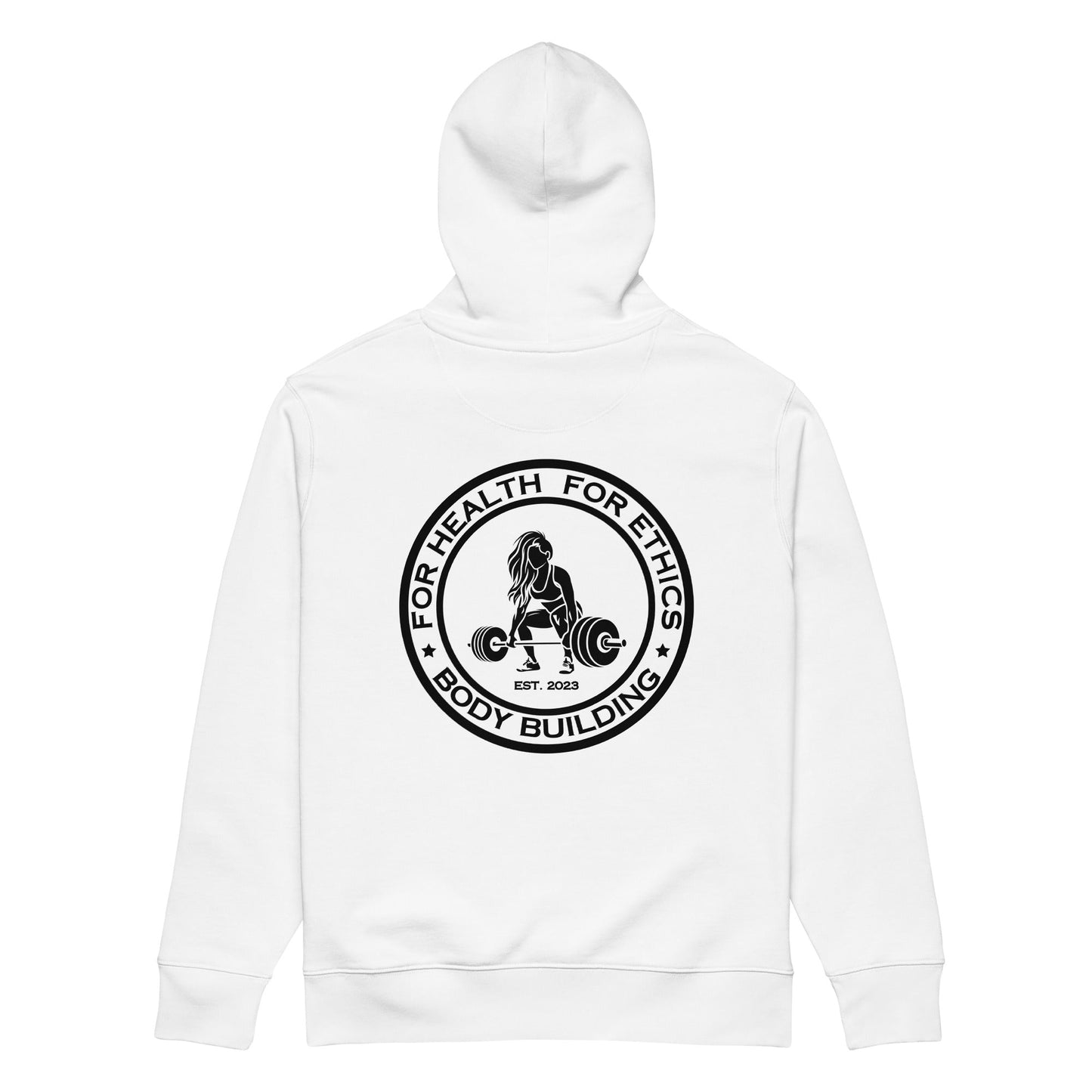 Vegan Women’s Bodybuilding Organic Hoodie - For Health For Ethics - White