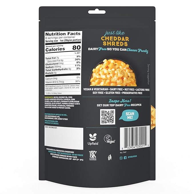 Violife, Cheddar Shreds, 8 Ounce - For Health For Ethics - 