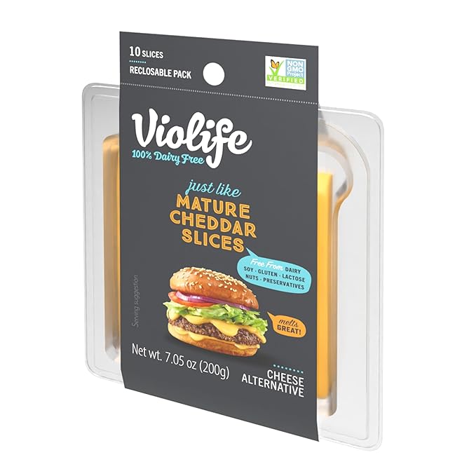 Violife, Mature Cheddar Style Slices, 7.05 Ounce - For Health For Ethics - 