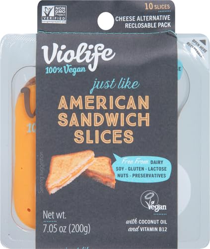 VIOLIFE Plant Based Singles Cheese Slices, 7.05 OZ - For Health For Ethics - 