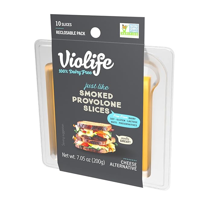 Violife VIOlife Just Like Smoked Provolone Slices, 7.05 oz Pack, 7.05 oz - For Health For Ethics - 