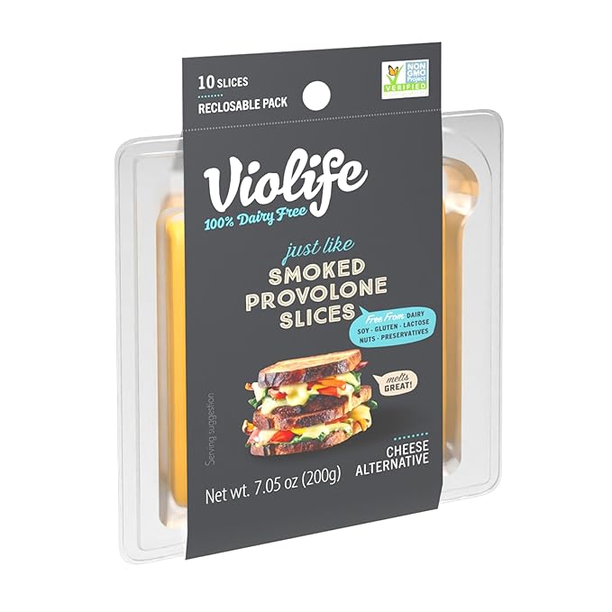 Violife VIOlife Just Like Smoked Provolone Slices, 7.05 oz Pack, 7.05 oz - For Health For Ethics - 