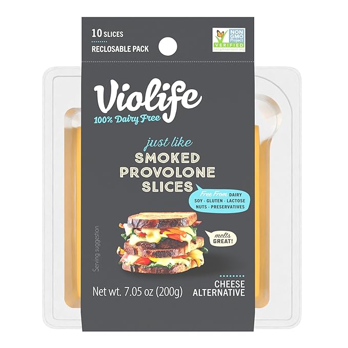 Violife VIOlife Just Like Smoked Provolone Slices, 7.05 oz Pack, 7.05 oz - For Health For Ethics - 