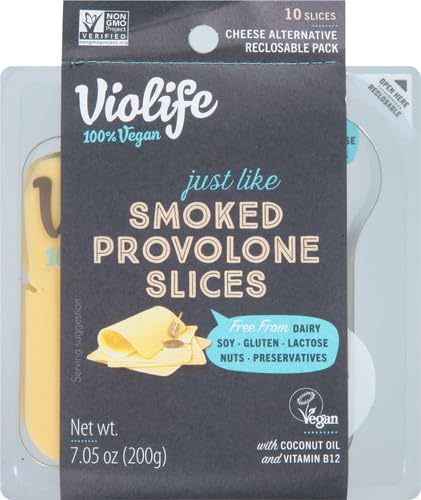 Violife VIOlife Just Like Smoked Provolone Slices, 7.05 oz Pack, 7.05 oz - For Health For Ethics - 