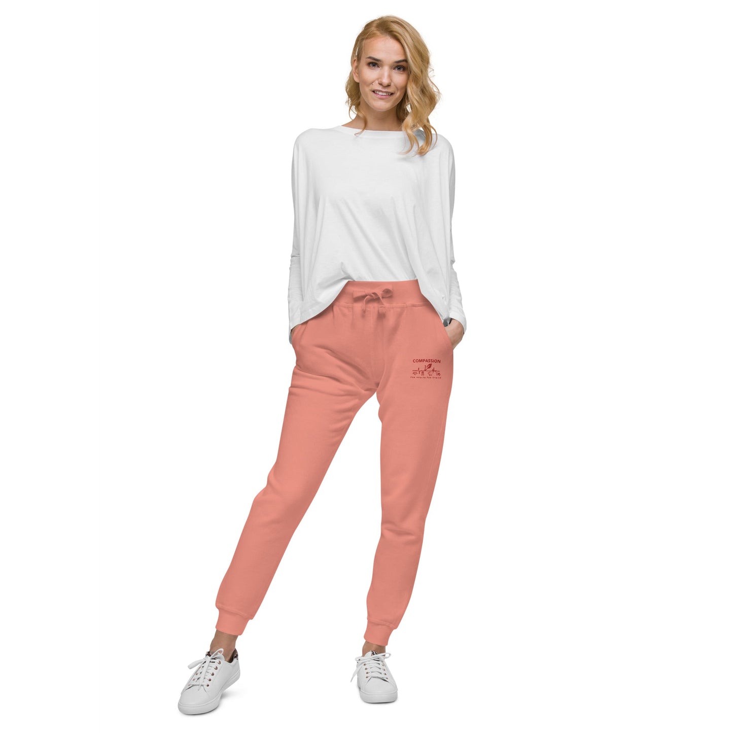 Compassion Fleece sweatpants - For Health For Ethics - Dusty Rose
