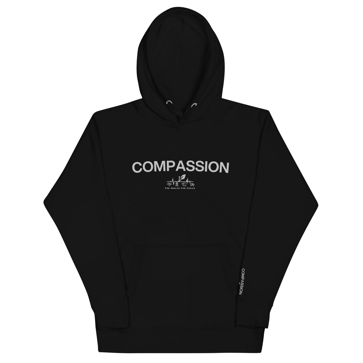 Compassion Hoodie - For Health For Ethics - Black White