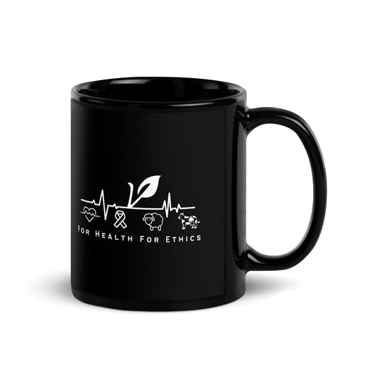 For Health For Ethics Black Vegan Coffee Mug - For Health For Ethics - 11oz - Front
