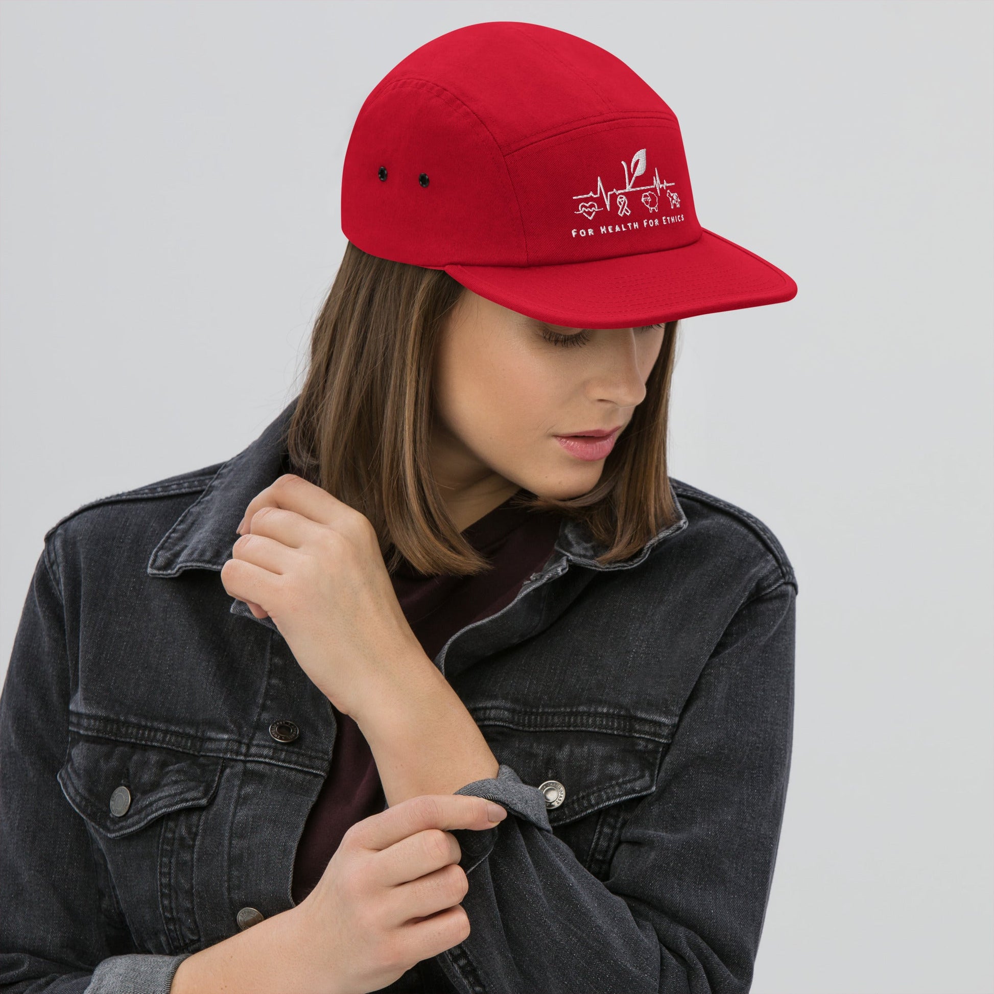 For Health For Ethics Five Panel Cap - For Health For Ethics - Red - Woman Front