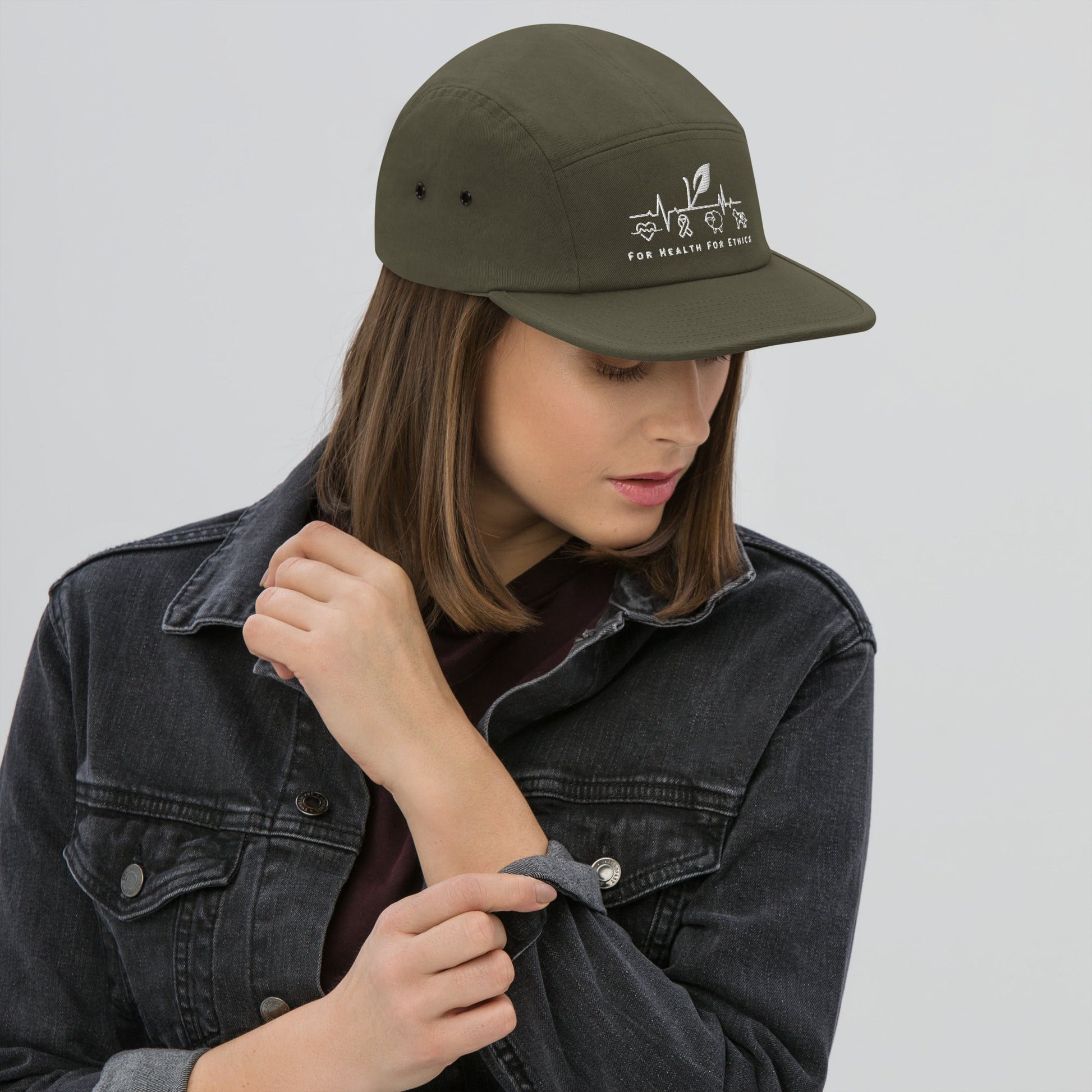 For Health For Ethics Five Panel Cap - For Health For Ethics - Green - Woman Front
