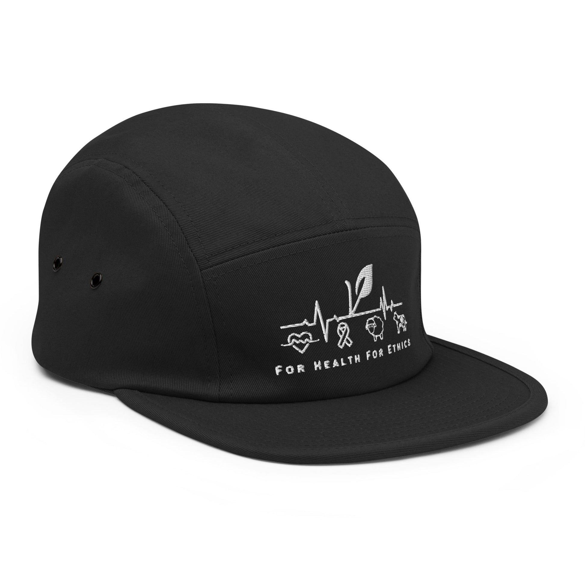 For Health For Ethics Five Panel Cap - For Health For Ethics - Black - Front right