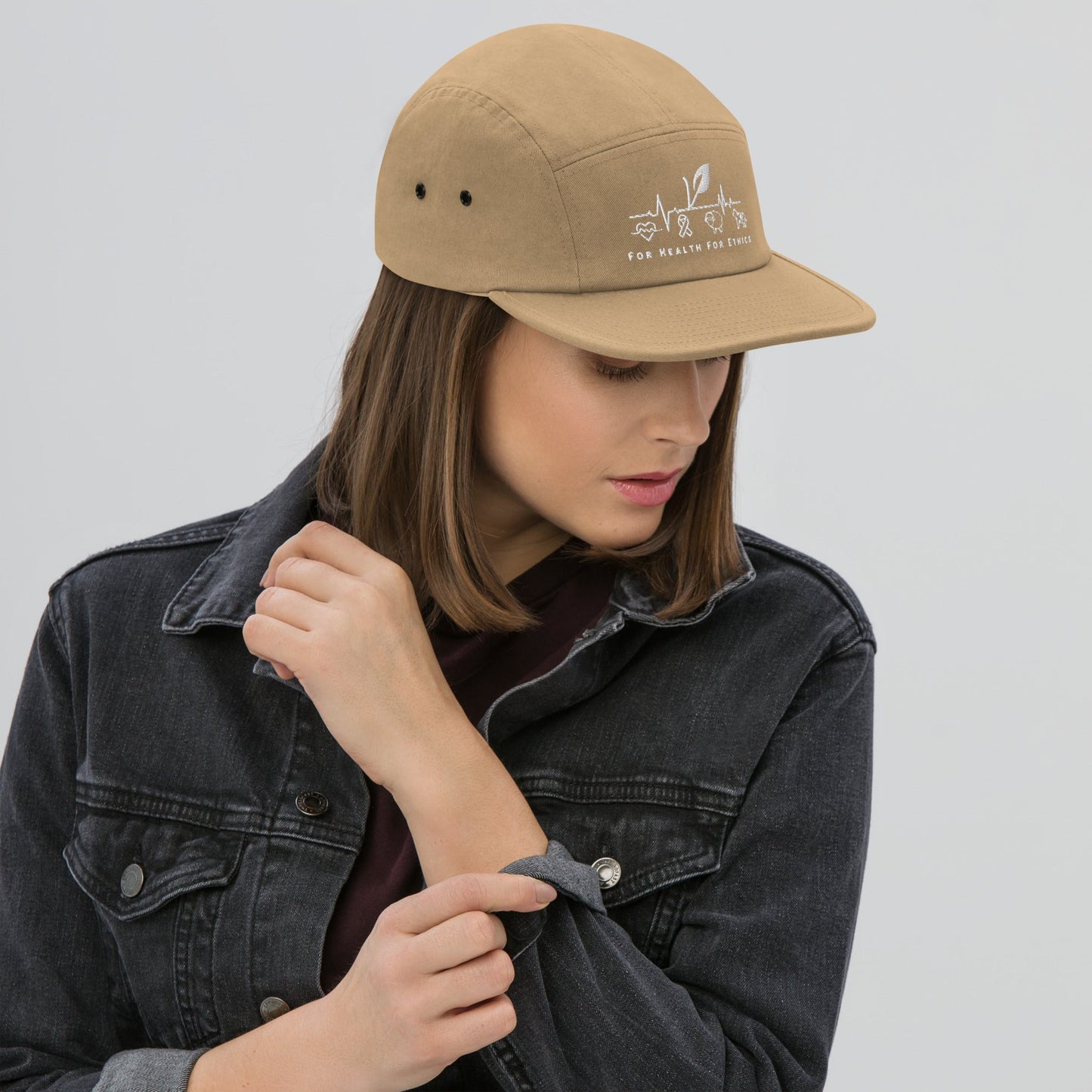 For Health For Ethics Five Panel Cap - For Health For Ethics - Tan - Woman Front