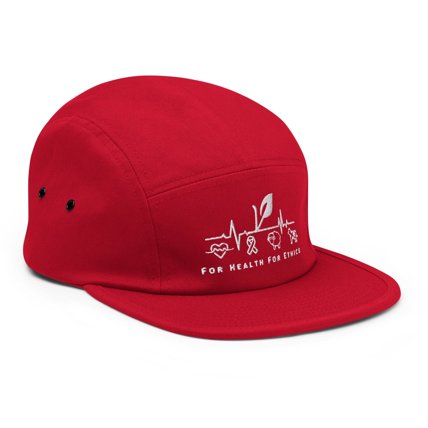 For Health For Ethics Five Panel Cap - For Health For Ethics - Red - Front Right