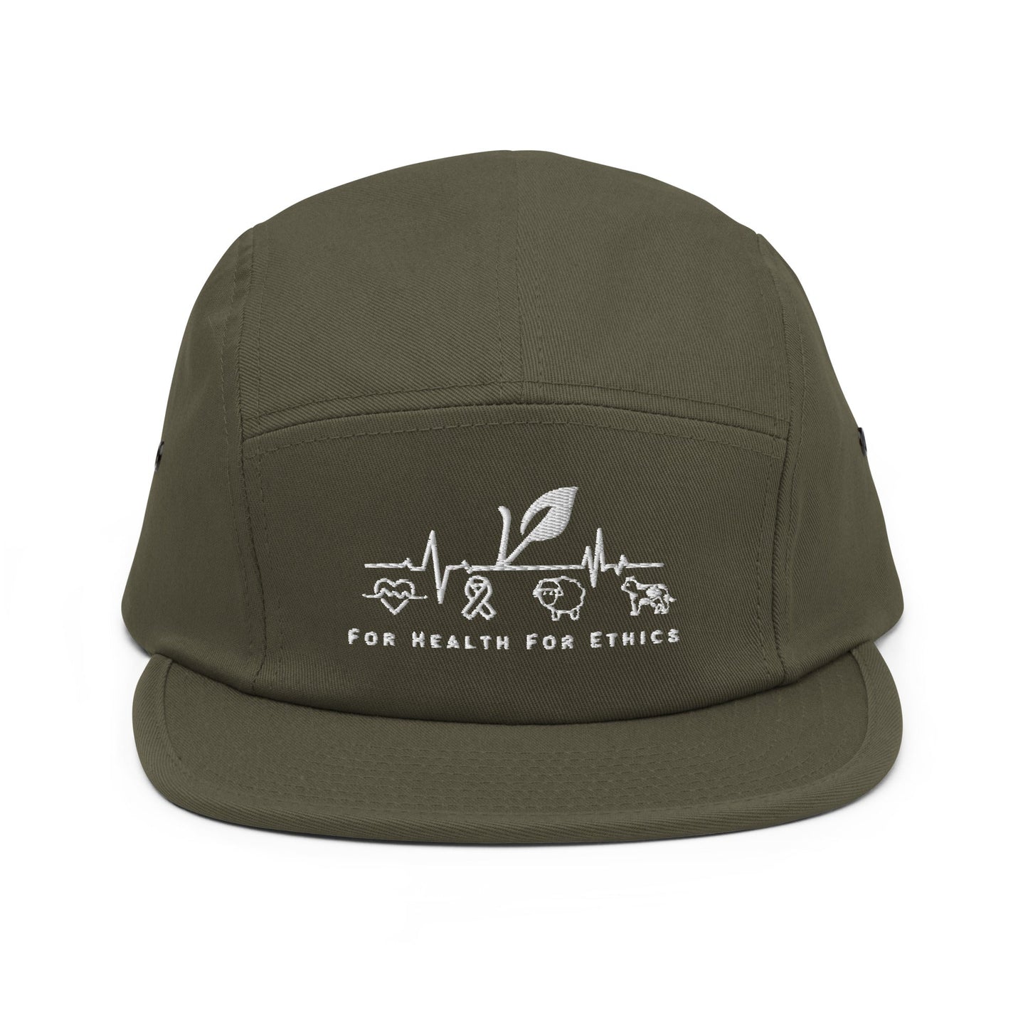 For Health For Ethics Five Panel Cap - For Health For Ethics - Olive - Front