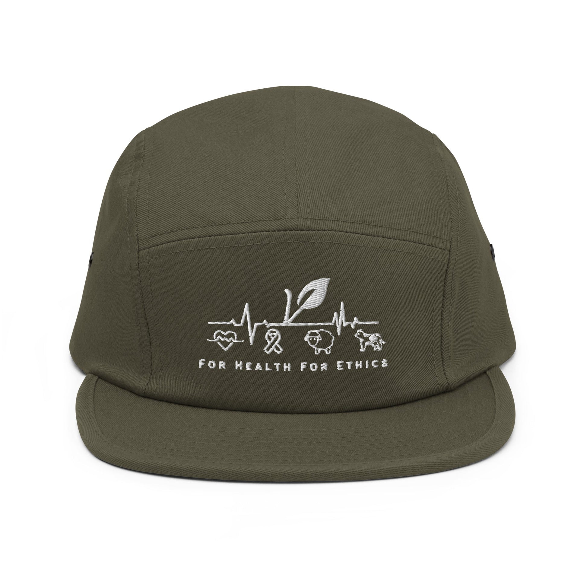 For Health For Ethics Five Panel Cap - For Health For Ethics - Olive - Front