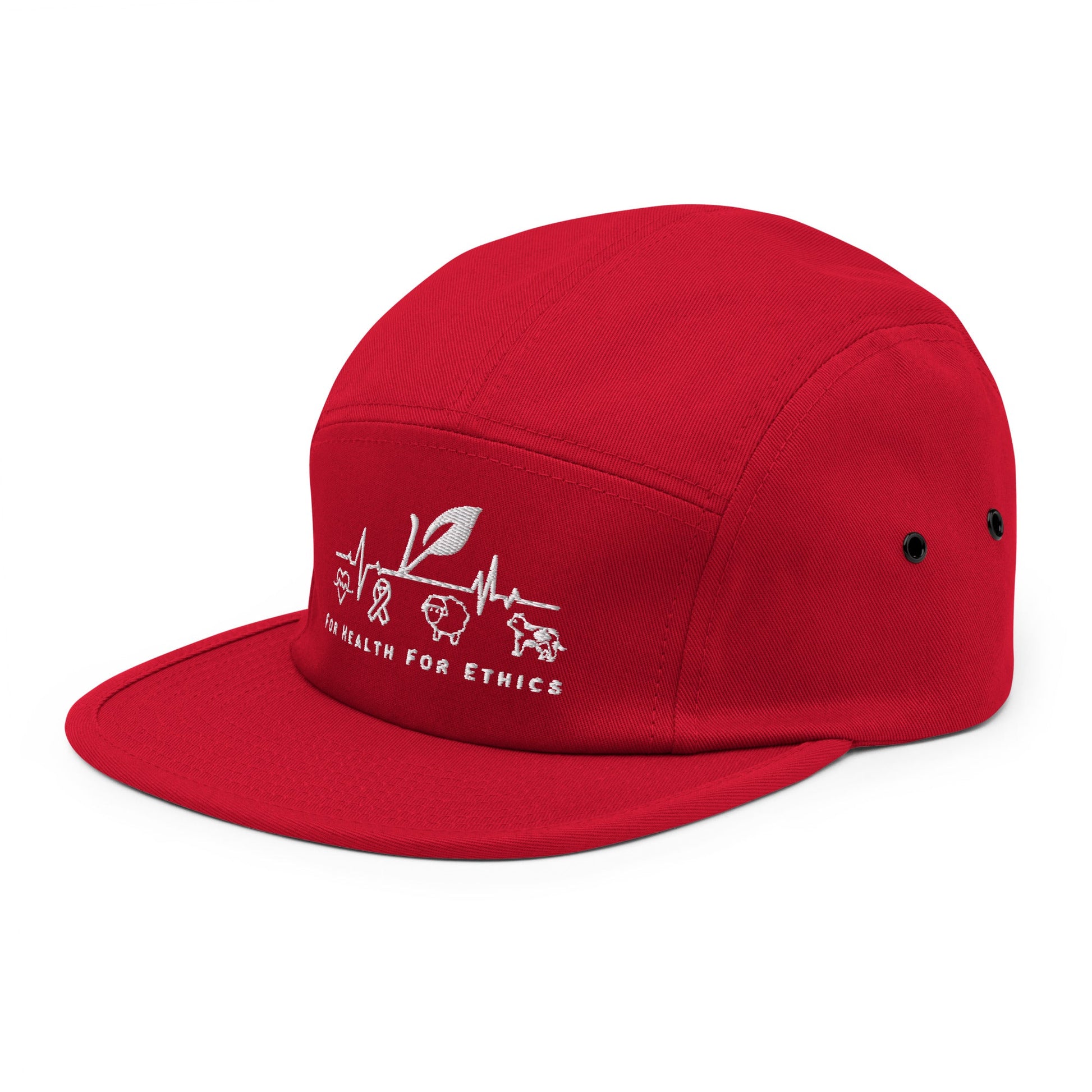 For Health For Ethics Five Panel Cap - For Health For Ethics - Red - Front Left