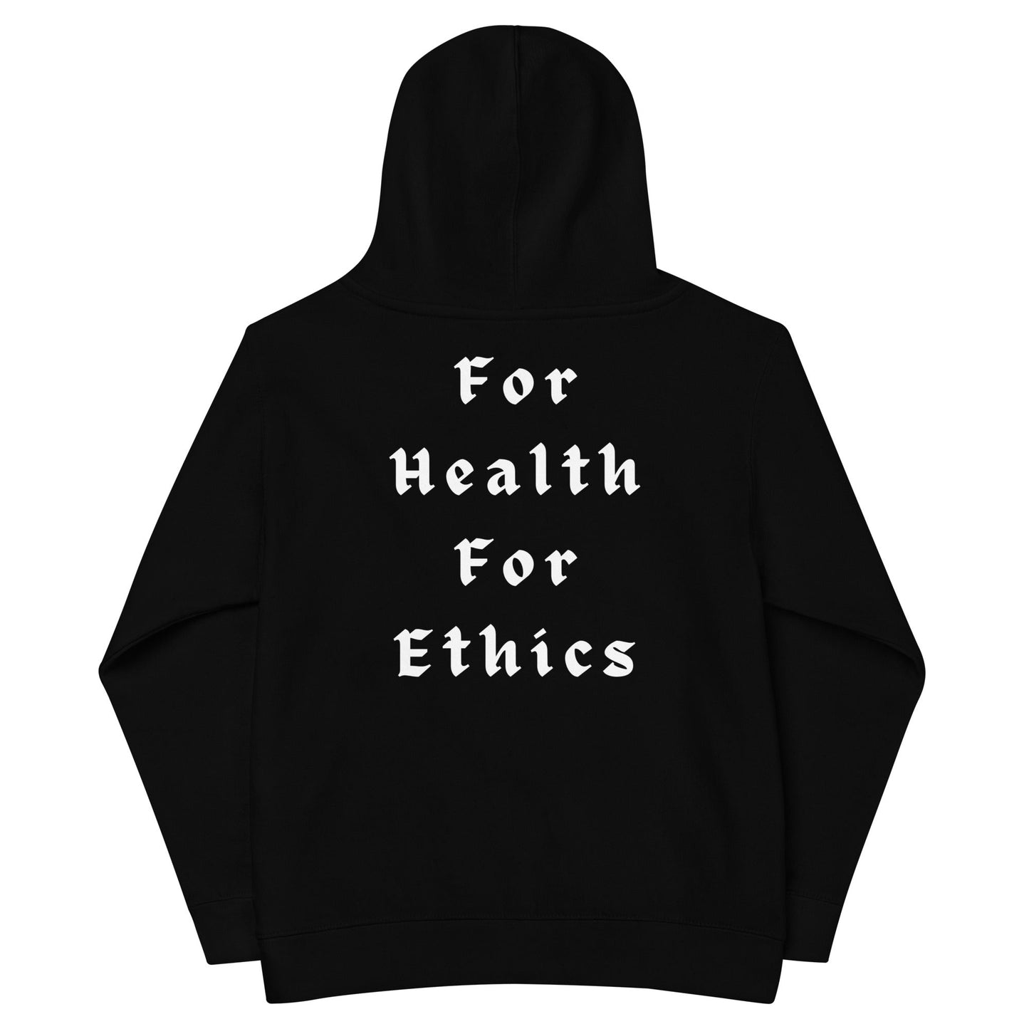 Vegan Kids Hoodie - For Health For Ethics - Black - Back