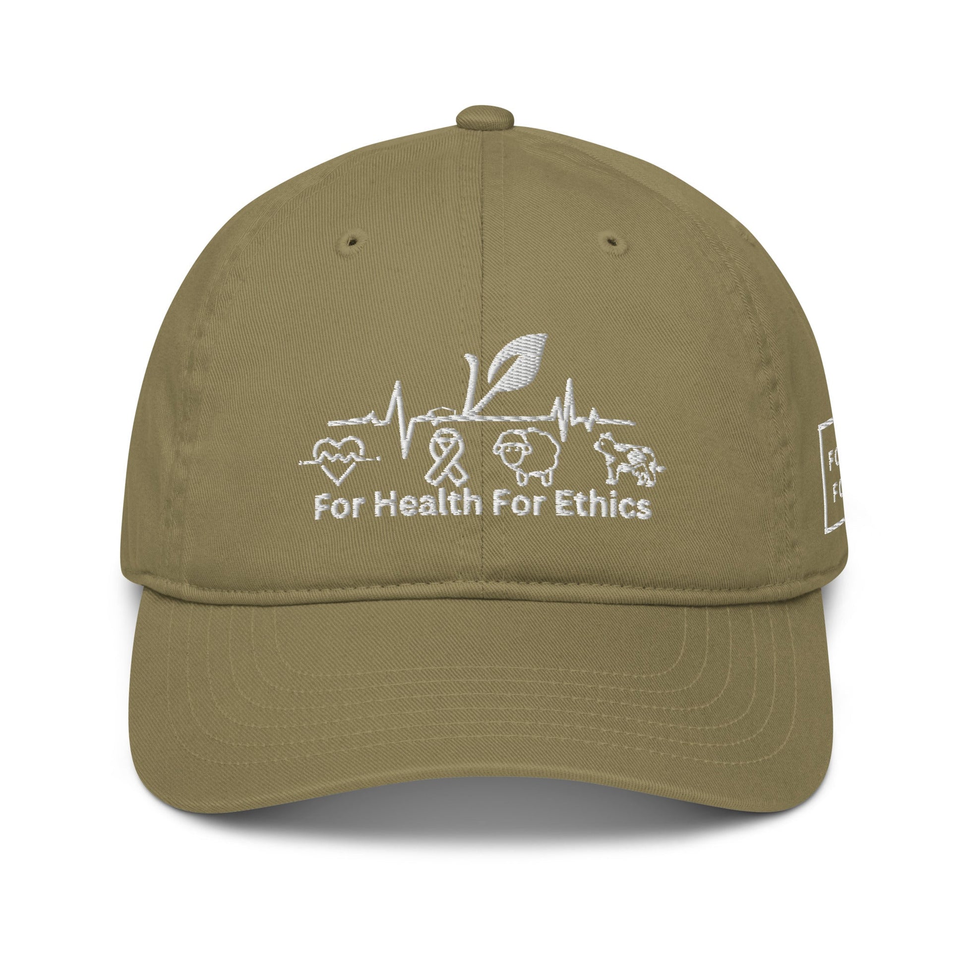 Vegan Organic dad hat - For Health For Ethics - Jungle - Front