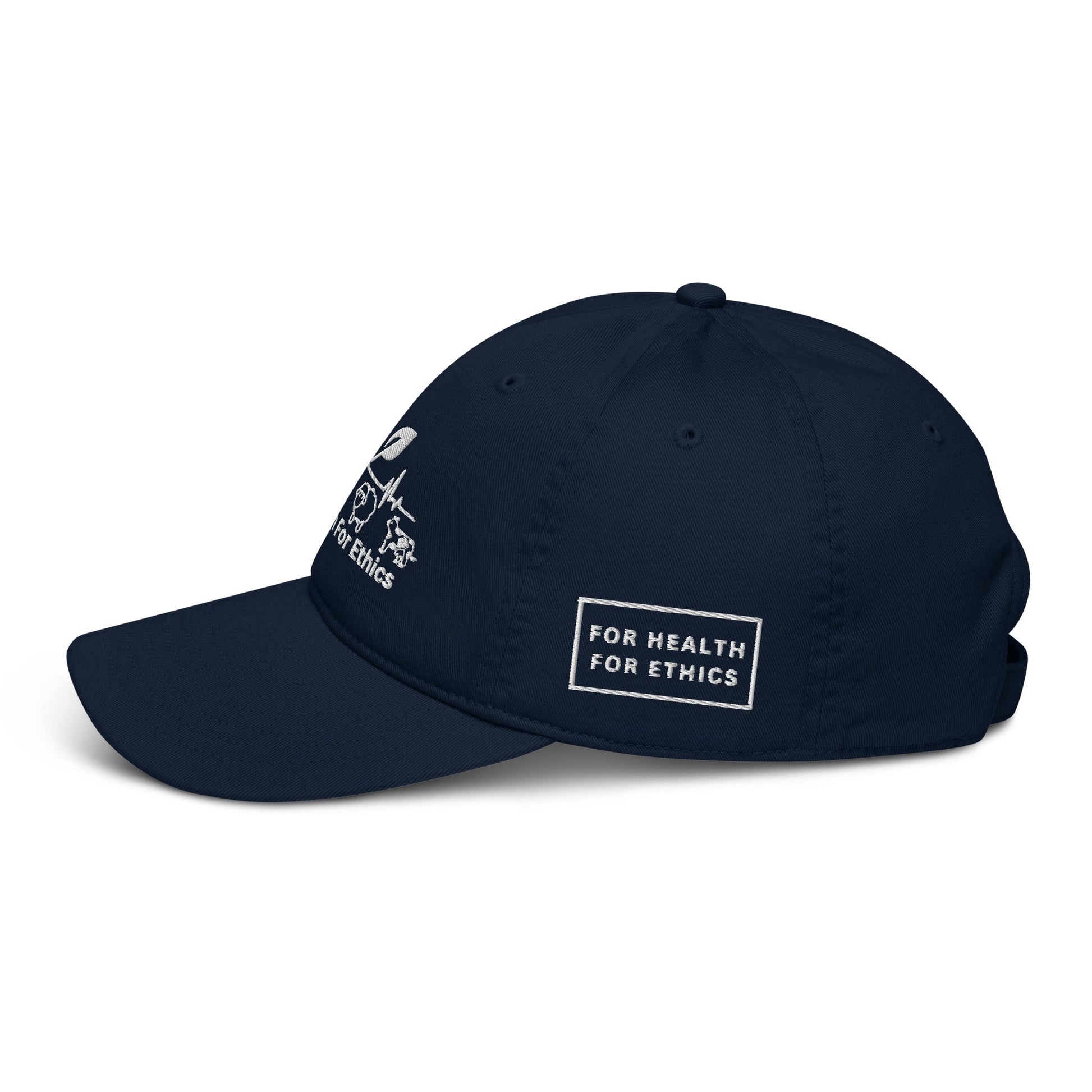 Vegan Organic dad hat - For Health For Ethics - Pacific - Side