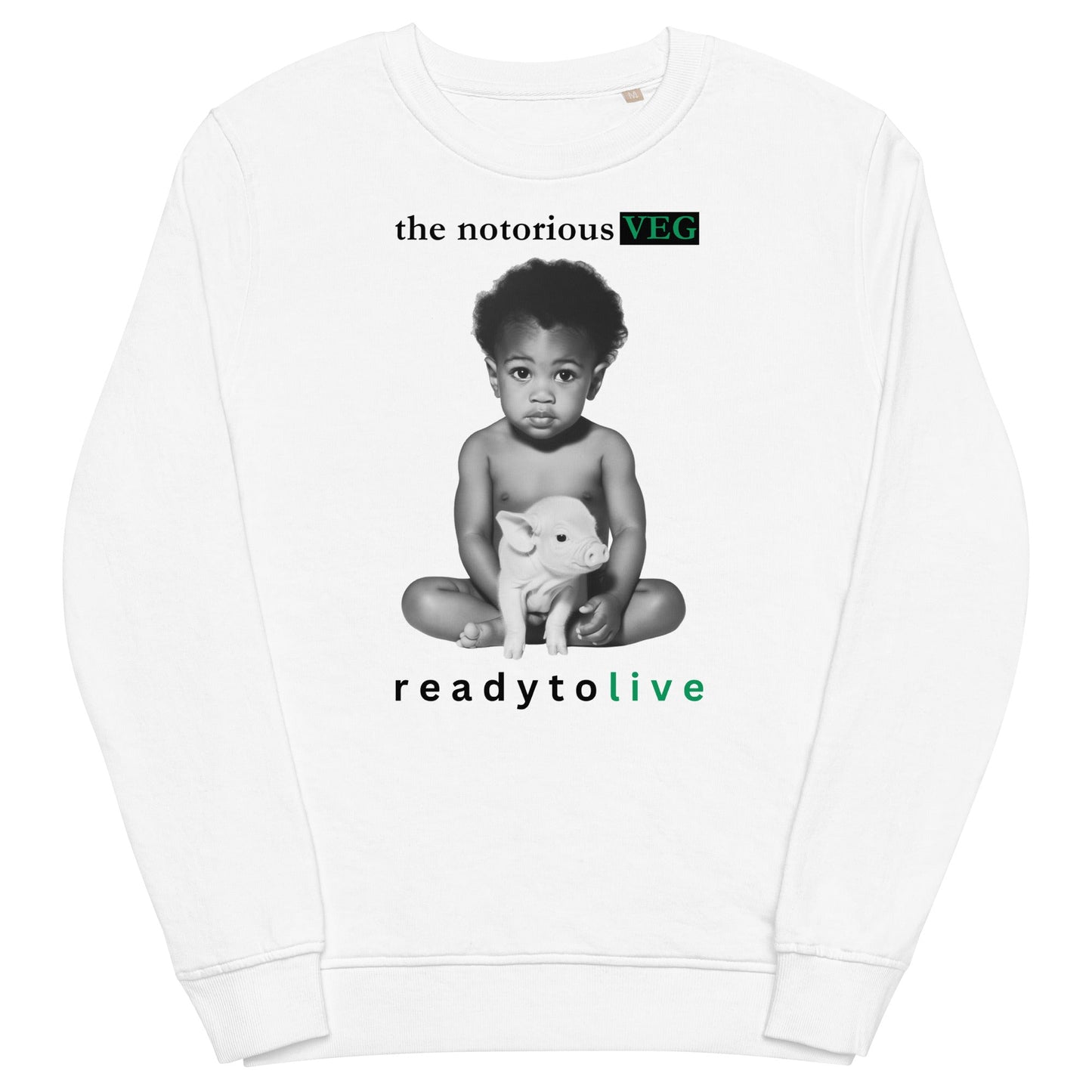 The Notorious VEG Organic Crewneck - For Health For Ethics - White